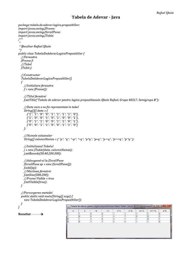Tabela de Adevar - Logica Propozitionala | PDF