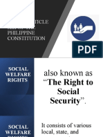 Social Welfare Rights Article Xiii of The Philippine Constitution