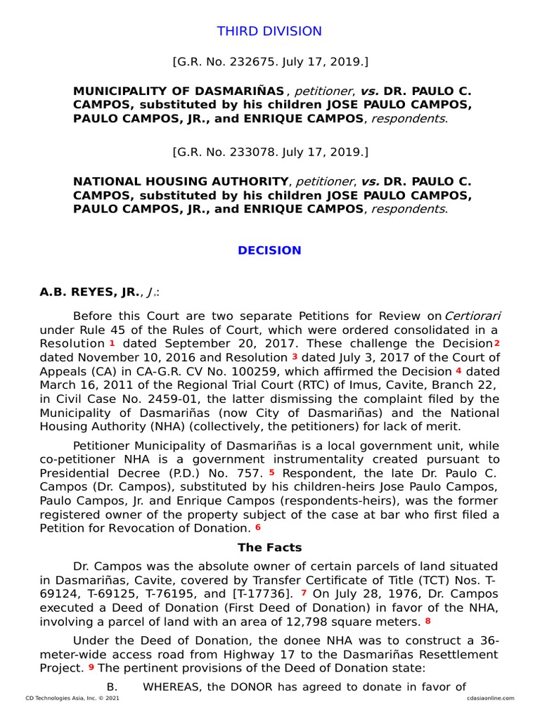 17 Municipality of Dasmarinas v. Campos PDF Laches (Equity