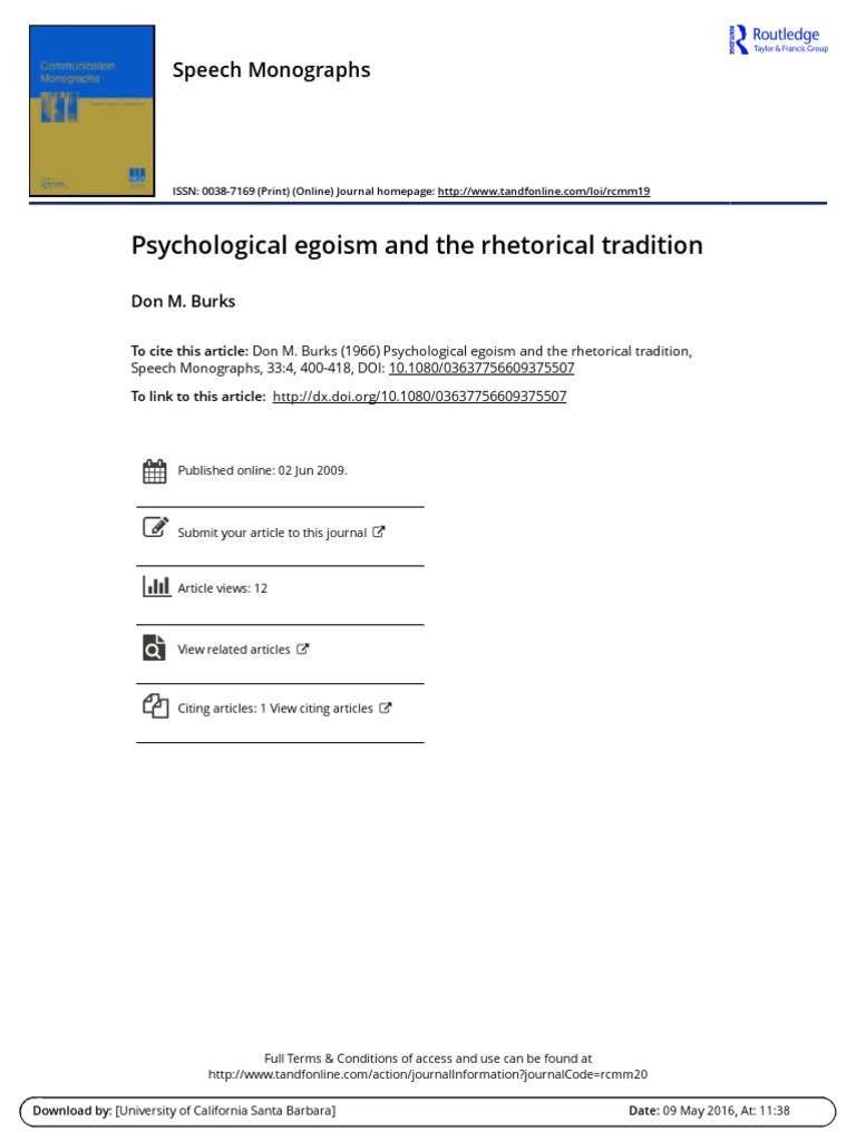 Rhetoric and Psychological Egoism | PDF | Psychological Egoism | Plato