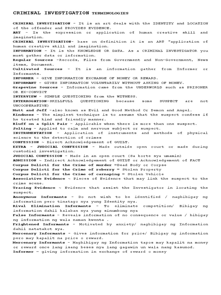 Criminology Terminologies PDF Cartridge (Firearms) Gun Barrel