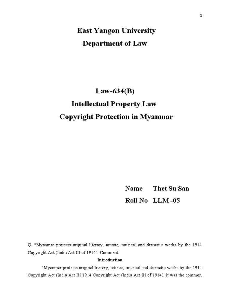 Myanmar Copyright Law Cases | PDF | Myanmar | Copyright