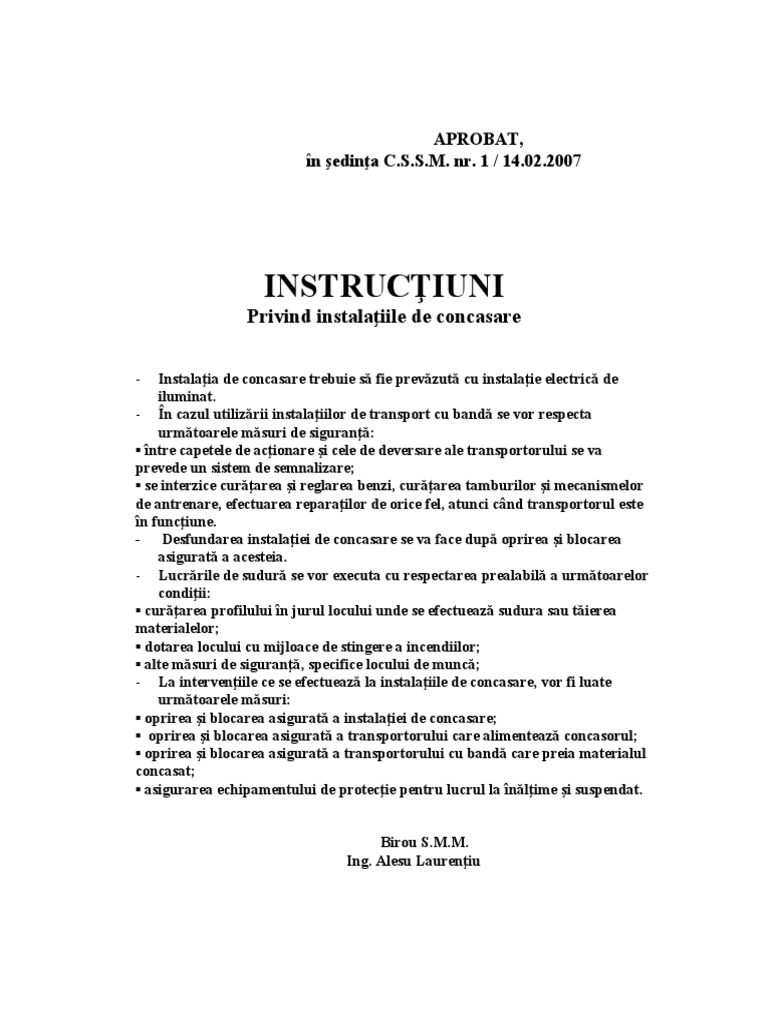 INSTRUCTIUNI Concasare | PDF