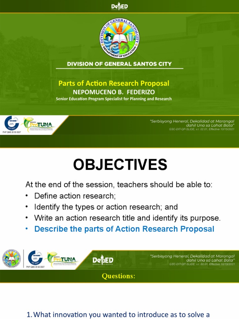 Parts Of Action Research Proposal PDF Teachers Cognitive Science