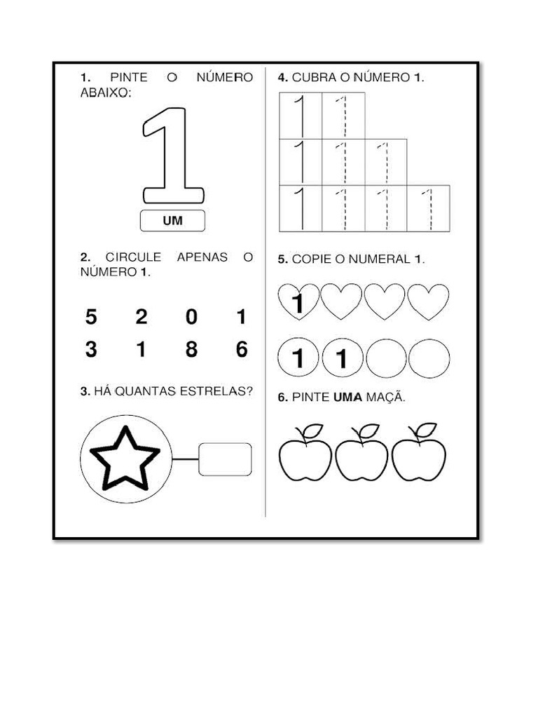 Números 1 - 2 - 3 - 4 - 5 - 1º ANO | PDF