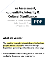 Values Assessment, Authenticity, Integrity and Cultural Significance - OCT 2022