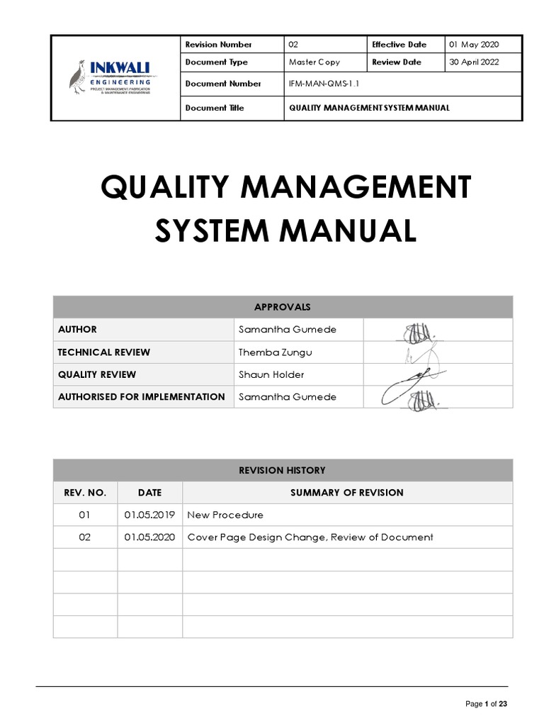 INKWALI Quality Management Manual | PDF | Quality Management | Iso 9000