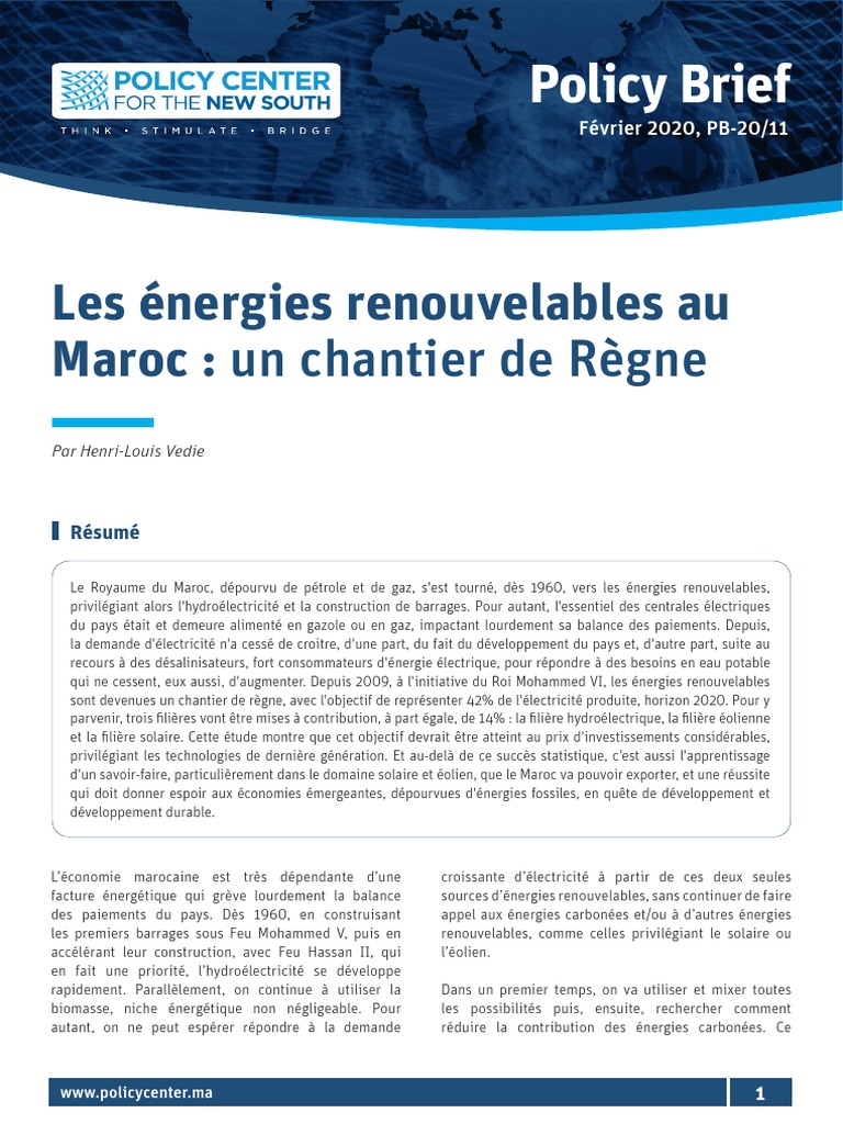 Énergies renouvelables au Maroc : enjeux et avancées | PDF | Énergie ...