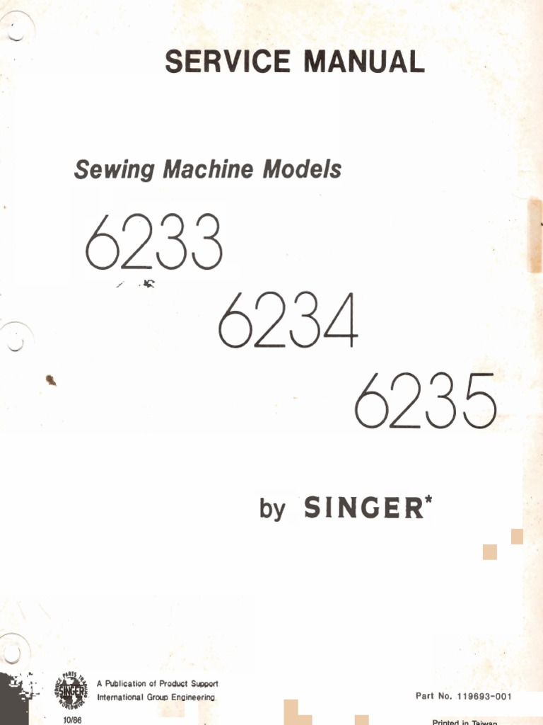 Singer 6233, 6234 & 6235 Service Manual PDF Sewing Machine Gear