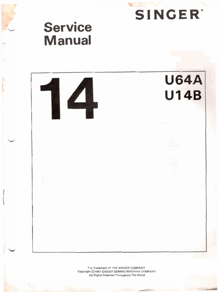 Singer U64A & U14B Overlock Service Manual PDF Sewing Machine