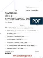 'Environmental Science Question Paper of Class 11th (2020)