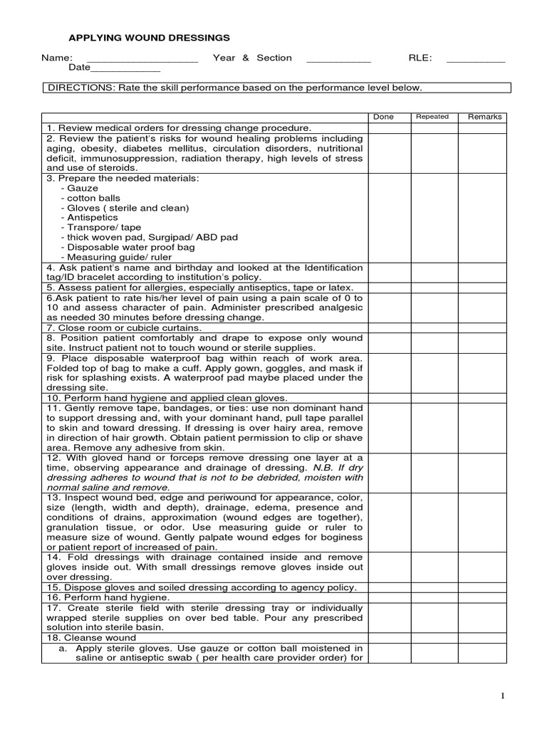 Wound Dressing Change Procedure Guide | PDF | Wound | Diseases And ...