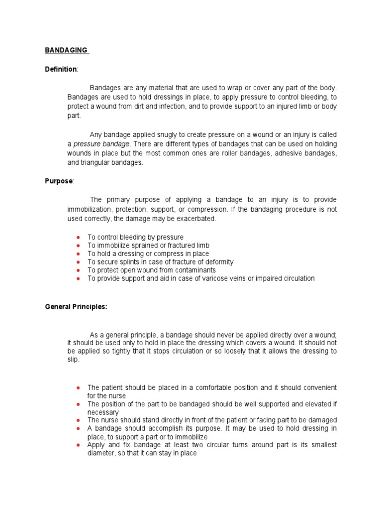 BANDAGING | PDF | Wound | Clinical Medicine
