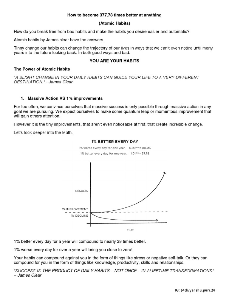Atomic Habits How To 37.78 Times Better at Anything PDF