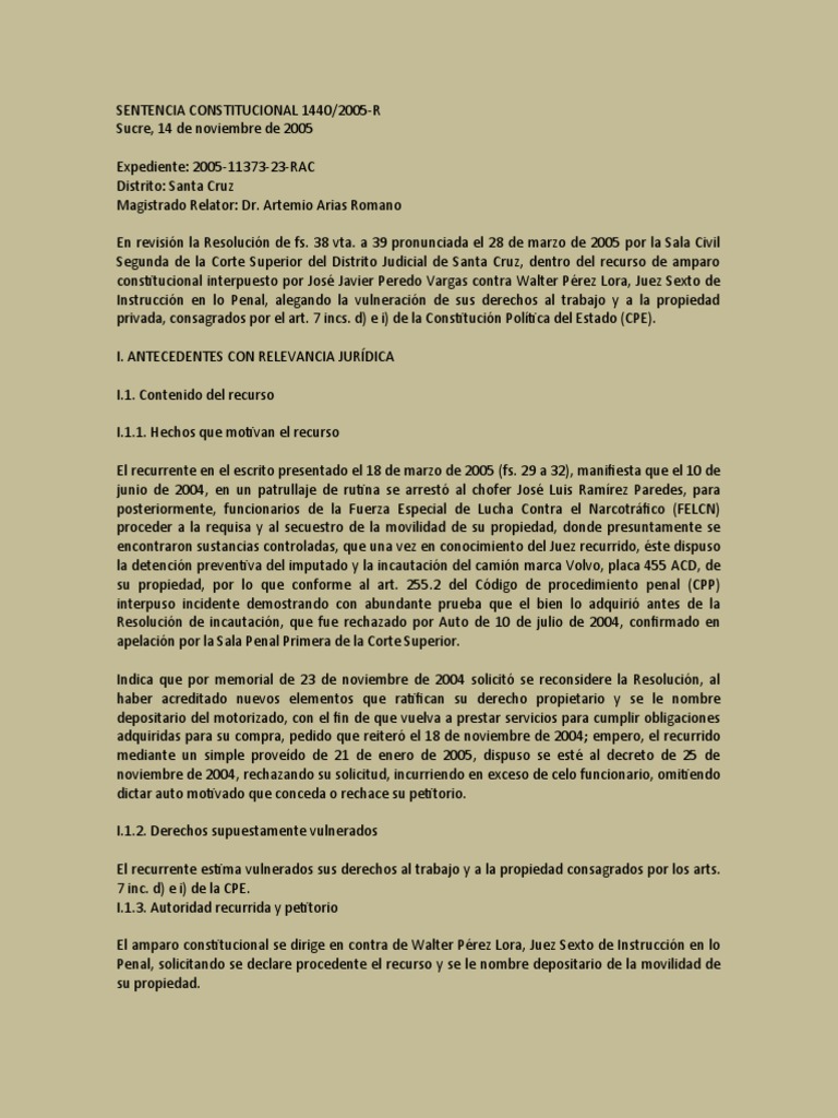 Sentencia Constitucional 1440 - 2006 | PDF | Apelación | Ley común