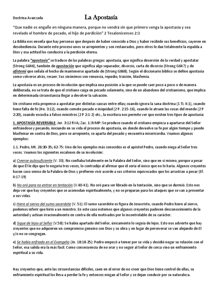 La Apostasía | PDF | Pecado | Apostasía