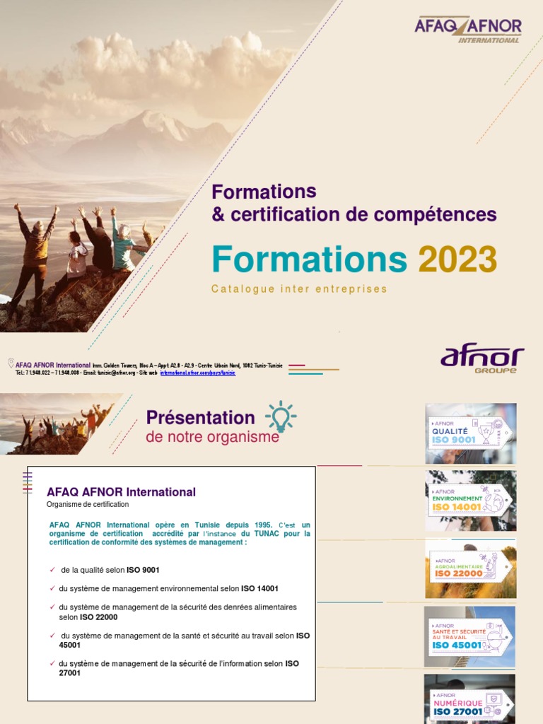 Formations AFAQ AFNOR Tunisie 2023 | PDF | Audit | Sécurité des ...