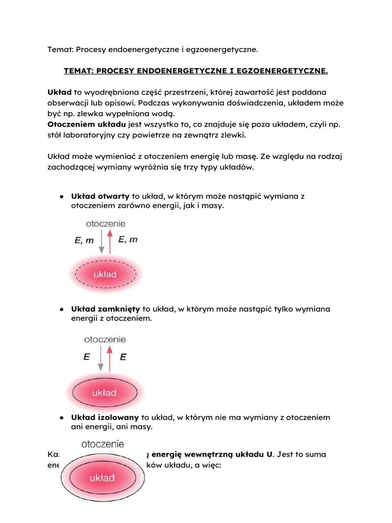 Reakcje Egzo I Endoenergetyczne Przykłady Temat - Procesy Endoenergetyczne I Egzoenergetyczne | PDF
