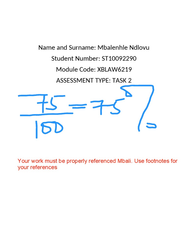 XBLAW6219 - TASK 2 (ST10092290) Mbalenhle Ndlovu | PDF | Mediation | Family