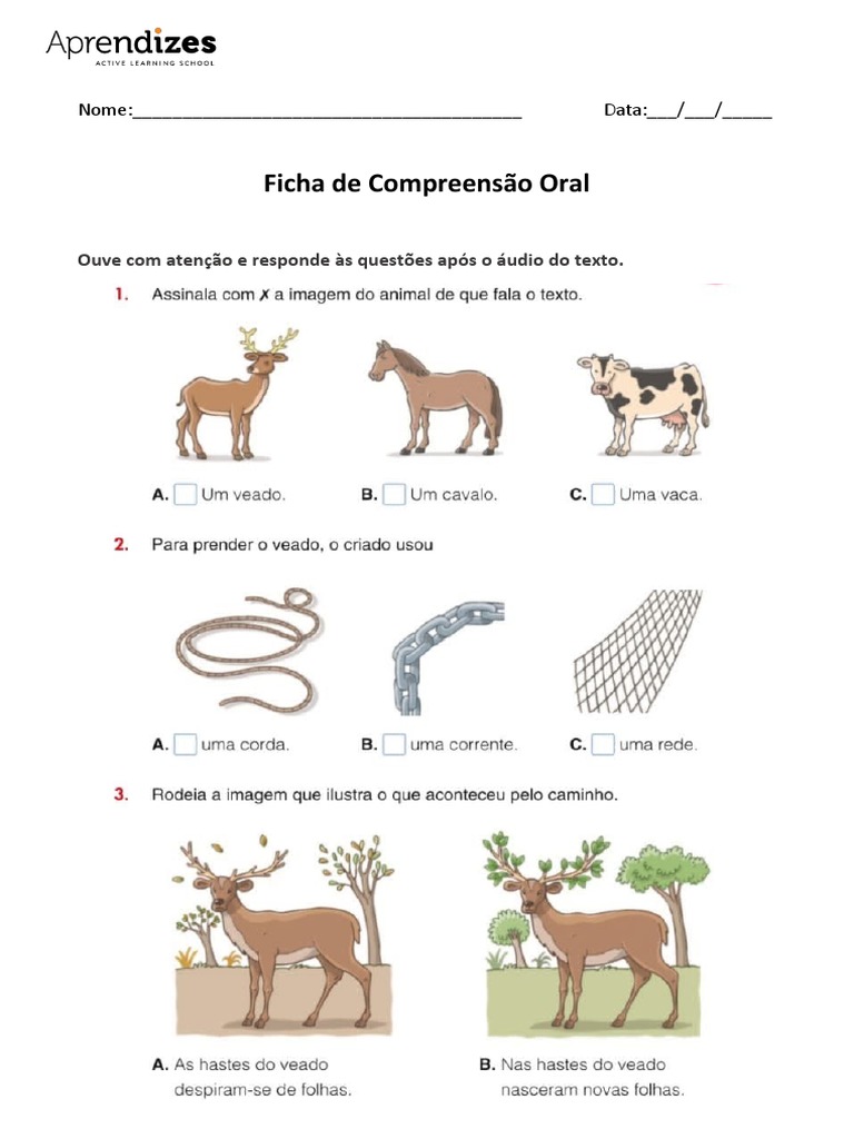 Ficha de Compreensão Oral | PDF | Artes Linguísticas e Disciplina