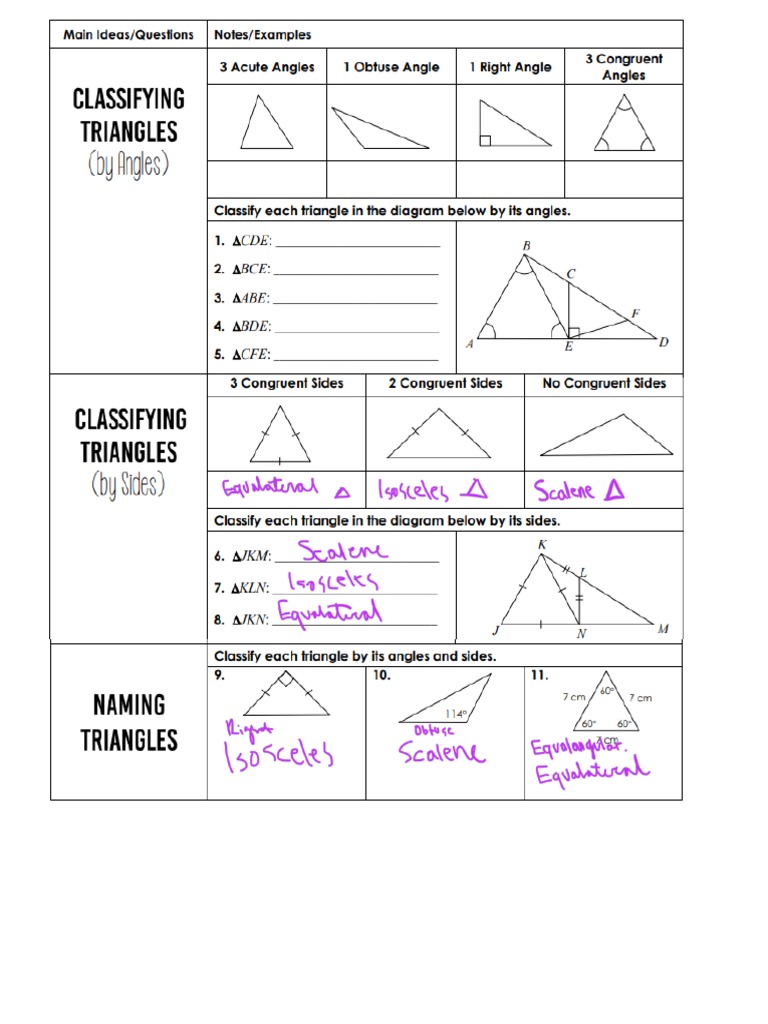 5.1 Classifying Triangles Notes PDF