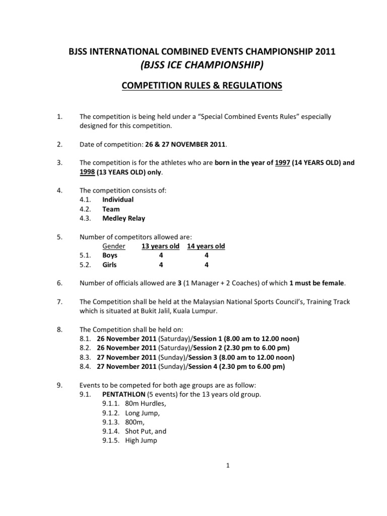 Competition Rules & Regulation Track And Field Sport Of Athletics