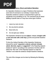 Imperative Sentence - Direct and Indirect Narration