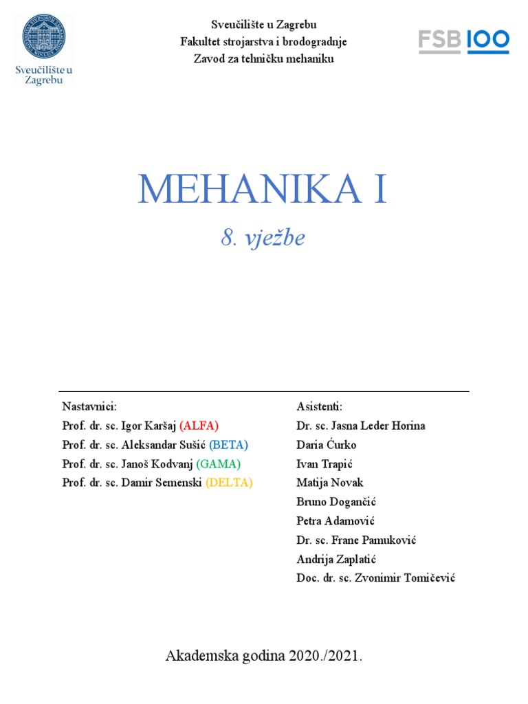 Mehanika I Vjezbe 8 | PDF
