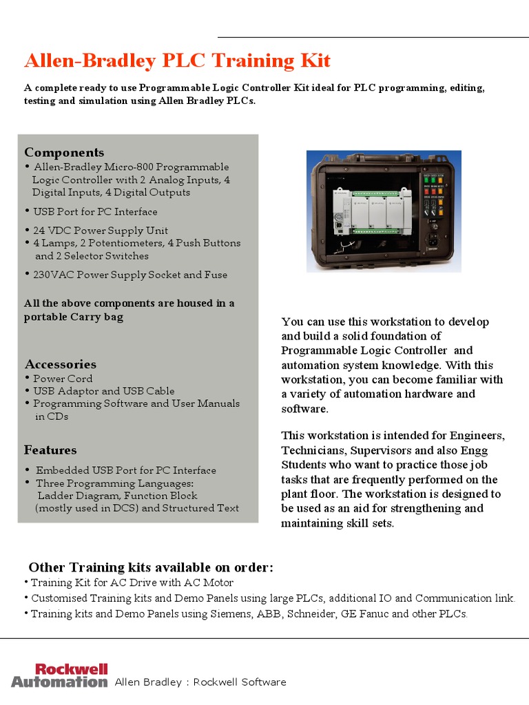 Allen-Bradley PLC Training Kit Overview | PDF