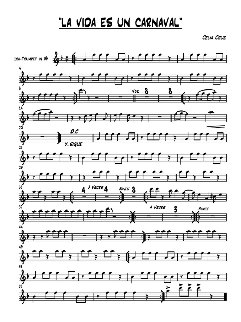 La Vida Es Un Carnaval 1ra Trumpt PDF