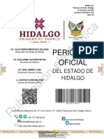 Periódico Oficial Del Estado de Hidalgo 1 Enero 2023