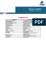 Business English: Vocabulary List
