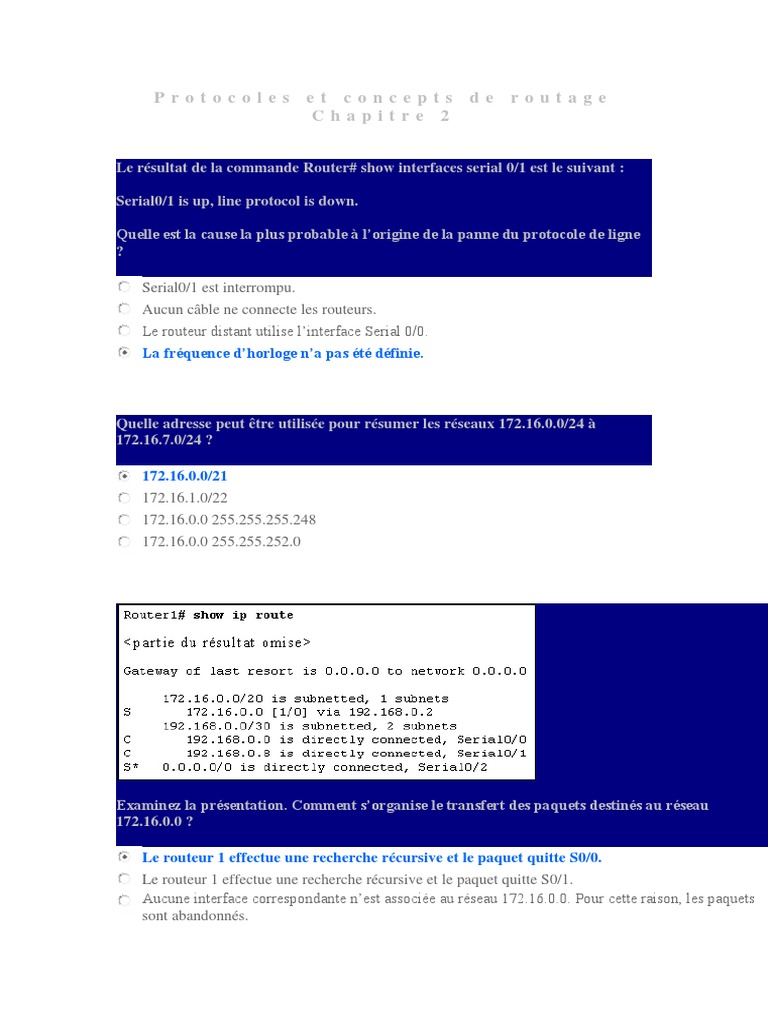 Routage et Protocoles CCNA 2 | PDF | Adresse IP | Routeur