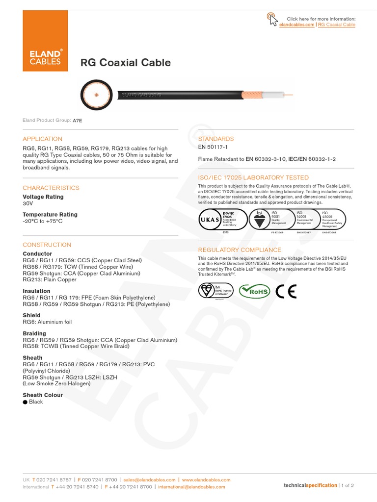 RG Coaxial Cable PDF Coaxial Cable Electrical Engineering