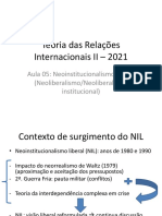 Teoria Das Relações Internacionais II - 2021 Aula 5 - Neoinstitucionalismo Liberal