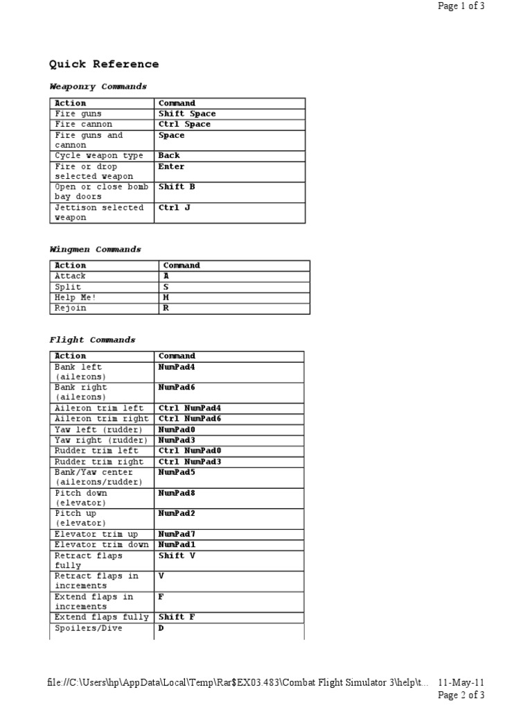 Flight Simulator Command Guide | PDF