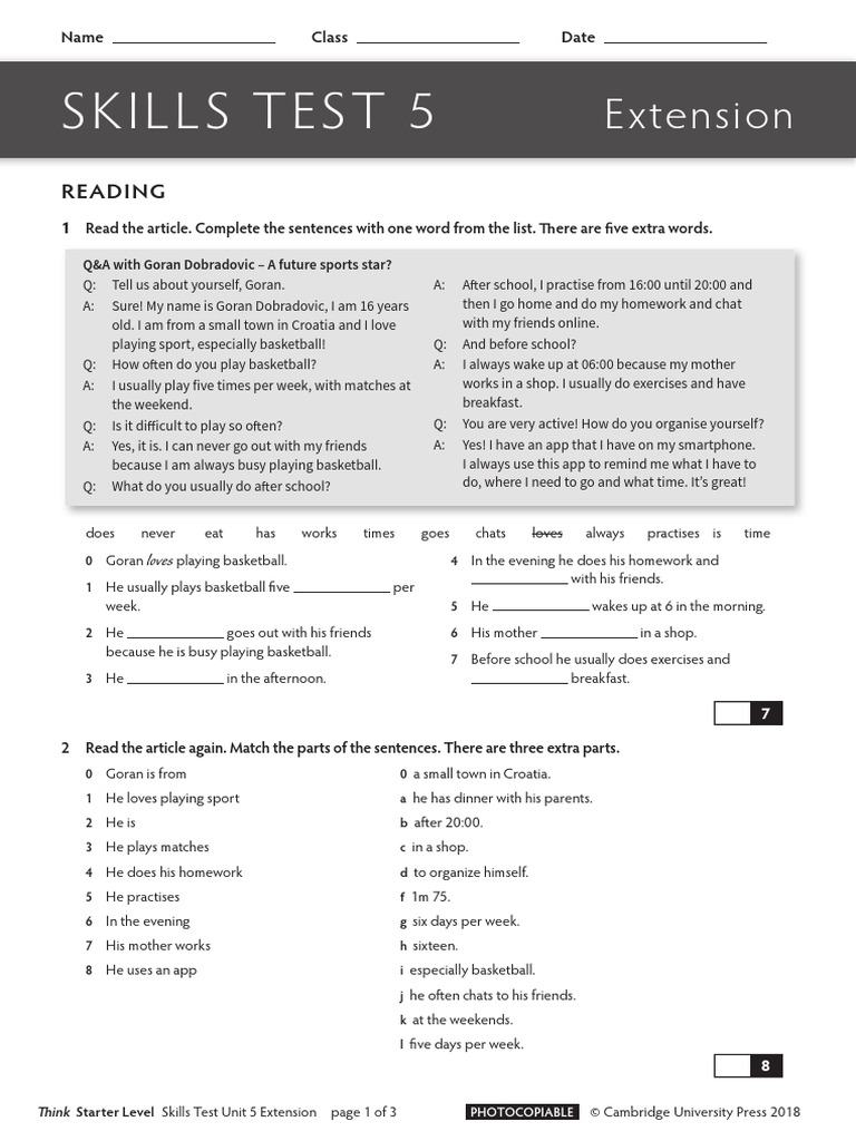 Think l0 Skills Test Extension 5 | PDF | Tablet Computer | Communication
