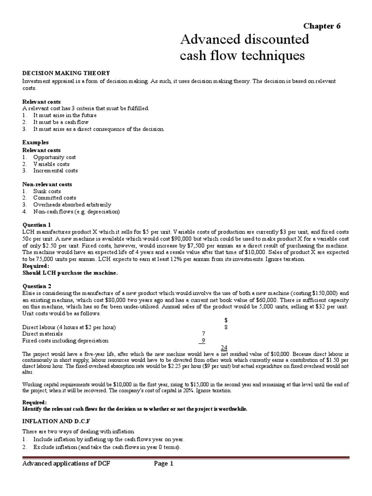 Advanced Investment Appraisal Techniques | PDF | Net Present Value ...