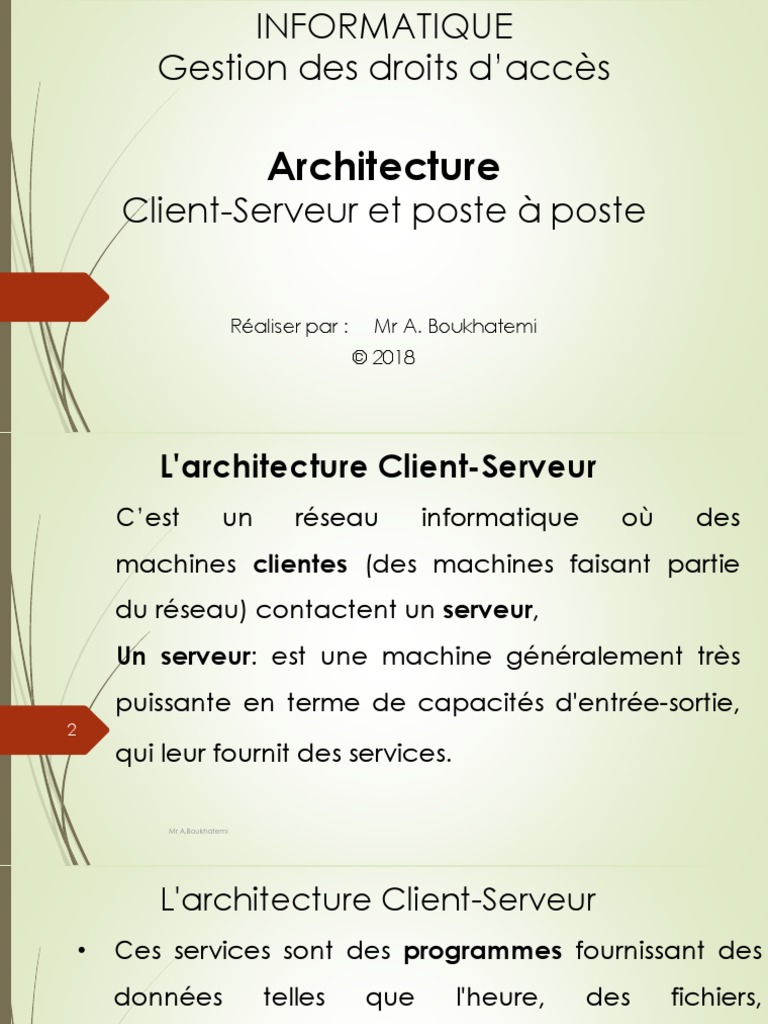 Architectures Client-Serveur et Poste à Poste | PDF | Client–serveur ...