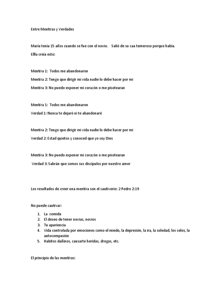 Entre Mentiras Y Verdades Pdf