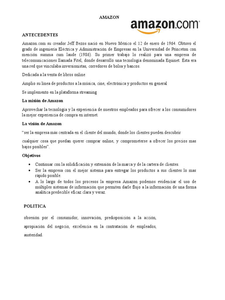 Historia y Éxitos de Amazon | PDF | Internet de las Cosas | Comercio ...
