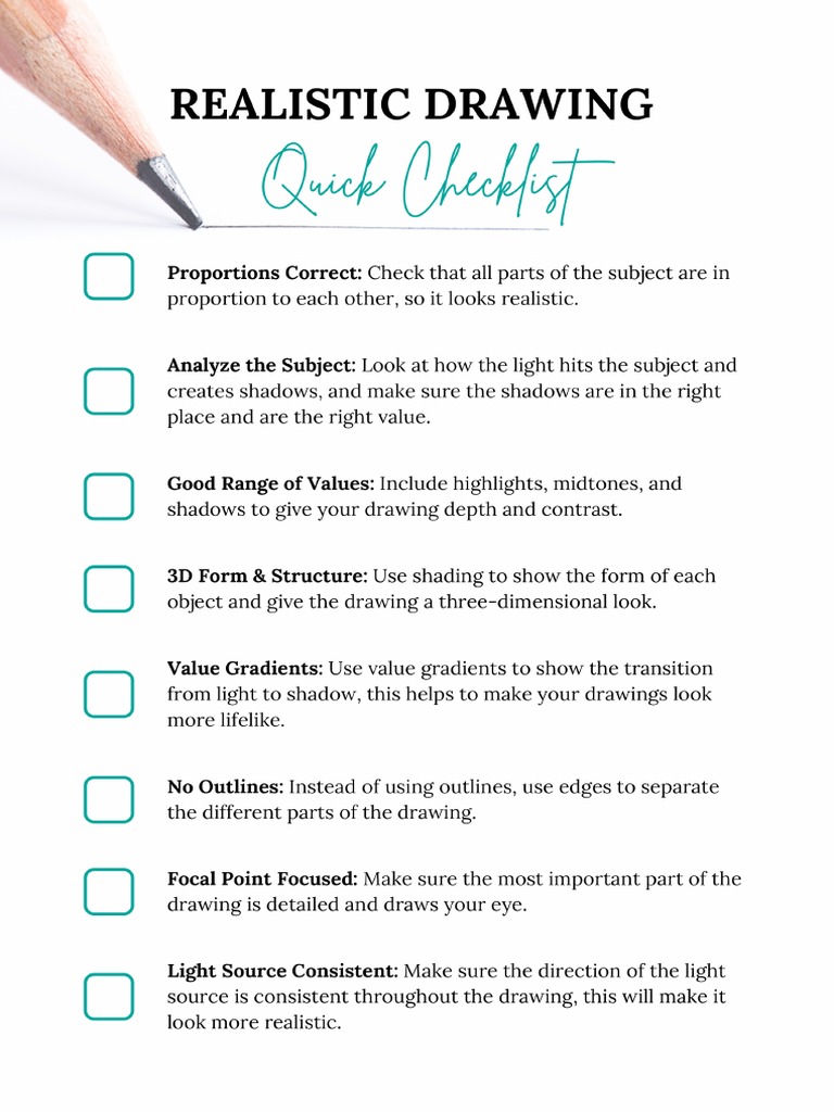 Realistic Drawing Checklist | PDF
