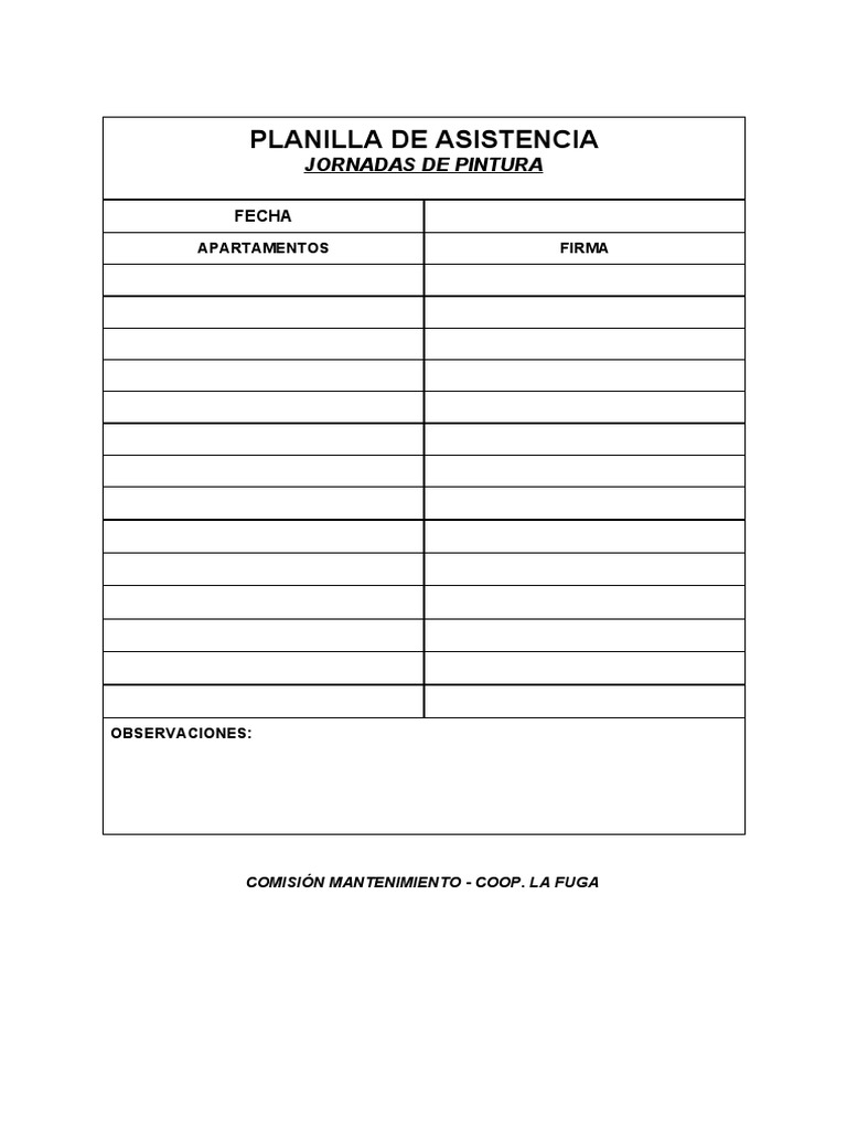 Planilla de Asistencia | PDF