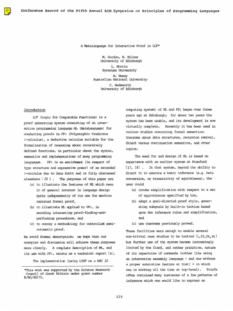 A Metalanguage For Interactive Proof in LCF | PDF | Function ...