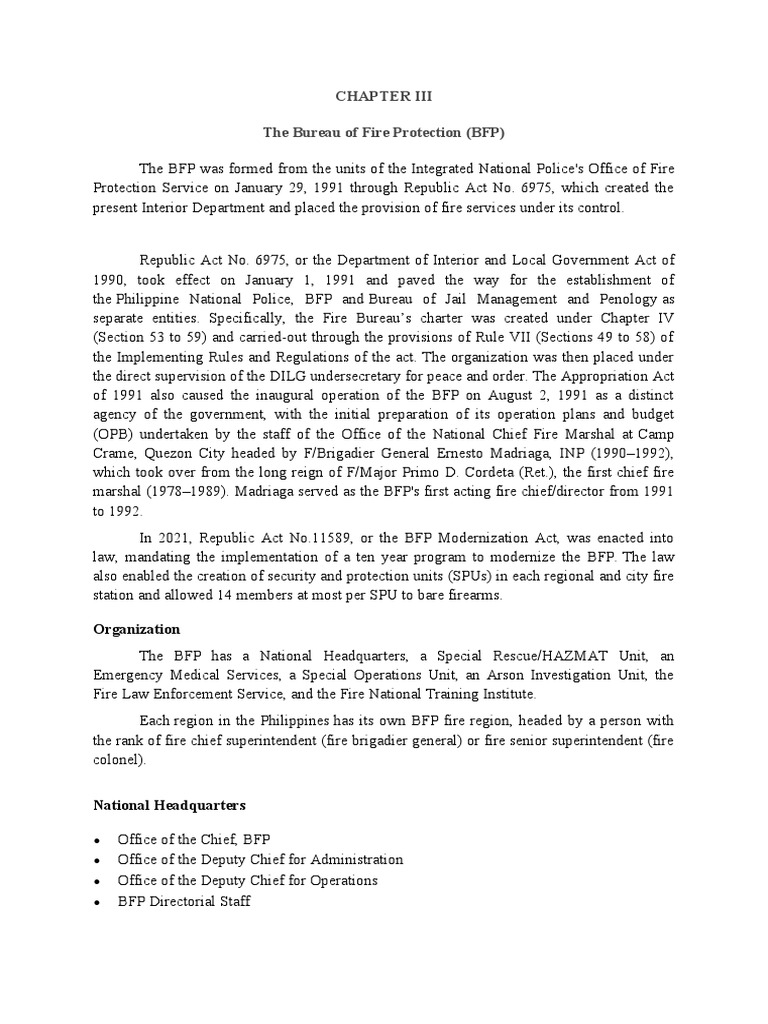 Overview of the Bureau of Fire Protection | PDF | Government | National ...