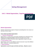 Marketing Management: Unit 2 - Market Segmentation, Targeting and Positioning