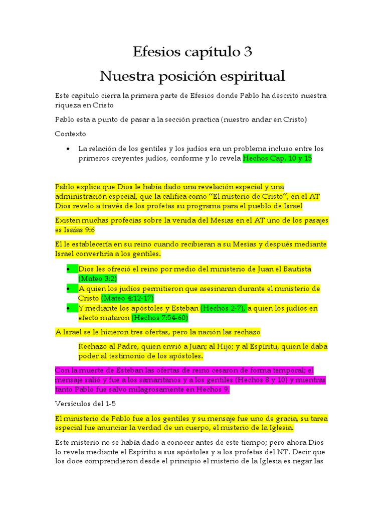 Bosquejo De Efesios Capitulo 3 Pdf Jes S Pablo El Ap Stol