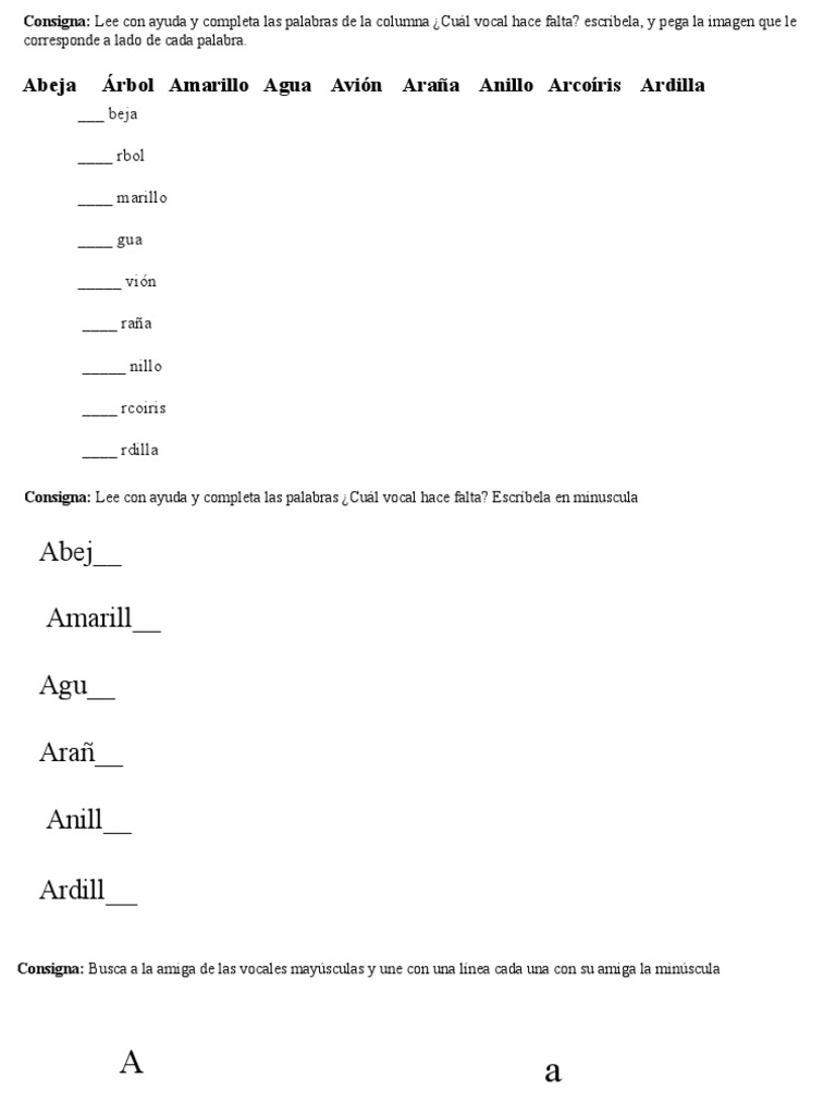 Actividades de Vocales para Preescolar | PDF | Artes del Lenguaje y ...