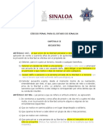 Código Penal Sinaloa Secuestro