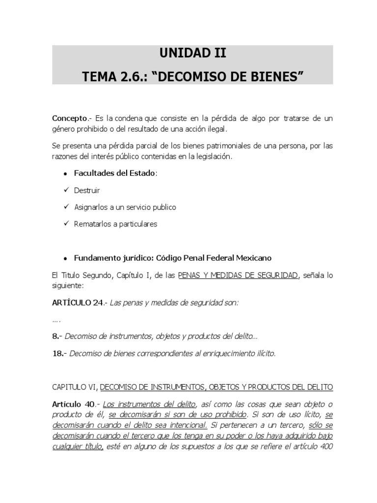 Concepto y Tipos de Decomiso | PDF | Derecho penal | Confiscación